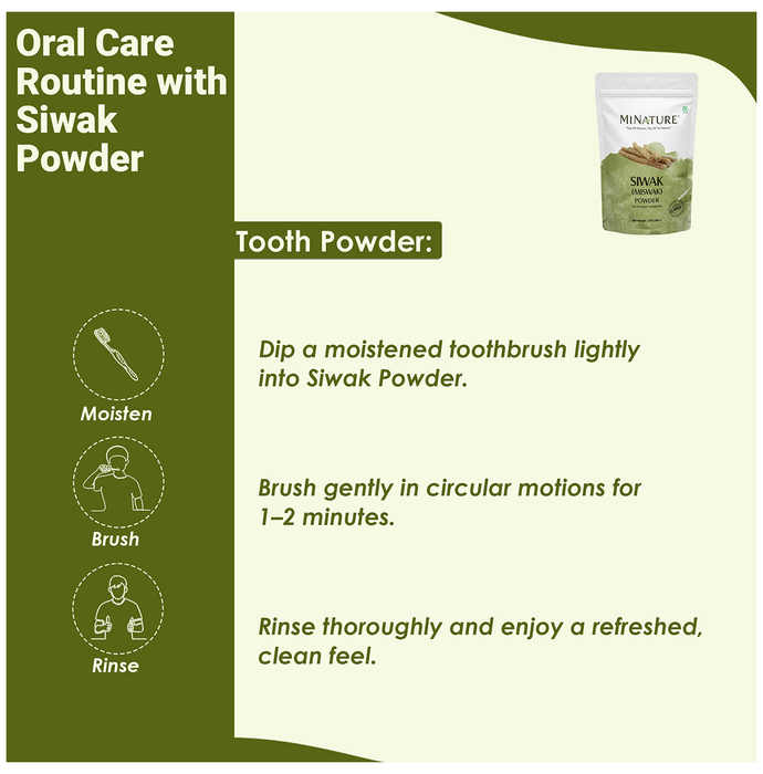 Miniature Miswak tooth powder in a small container, natural herbal dental product for oral hygiene and freshening breath.