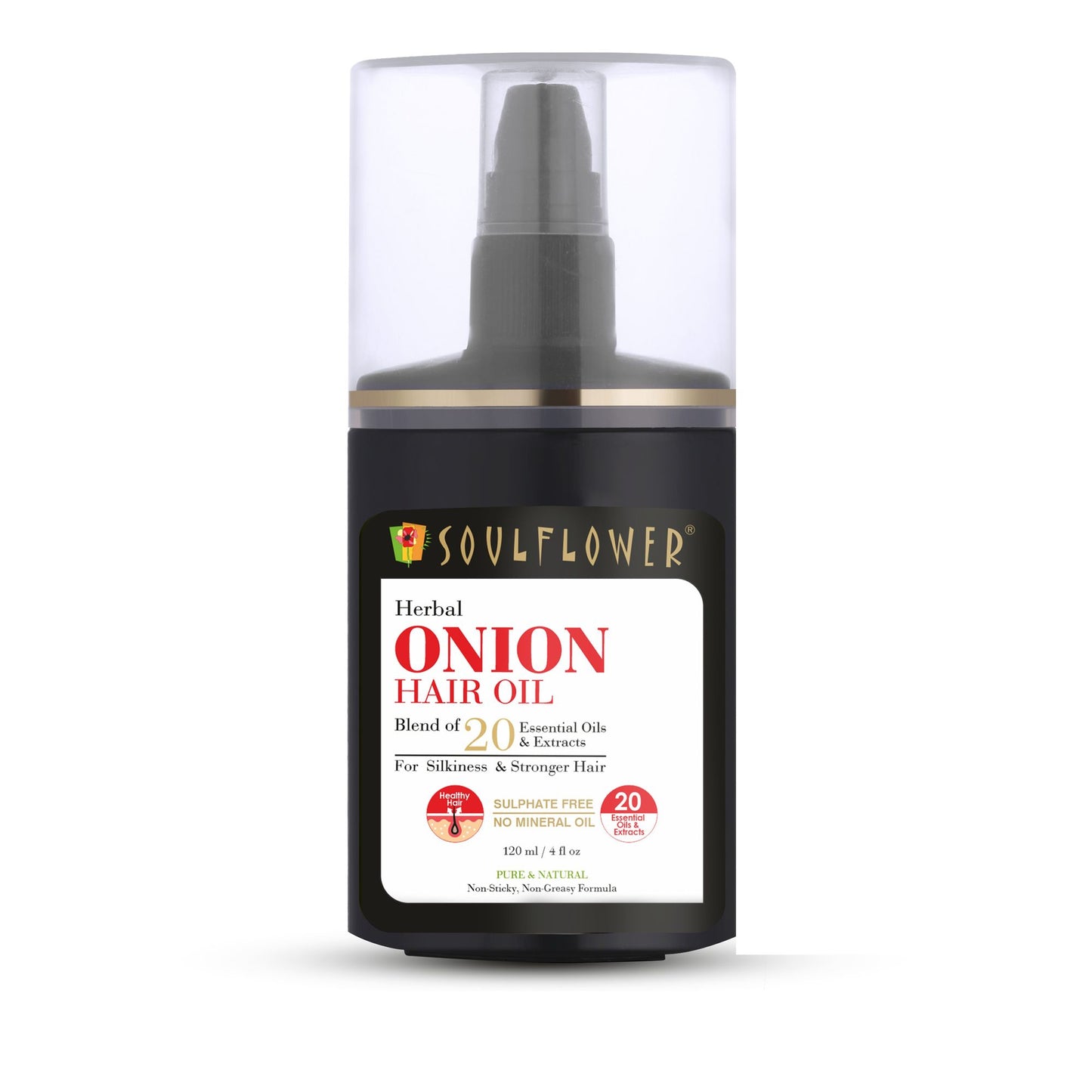 Soulflower Onion Hair Oil Enriched with Amla & Peppermint For Hair Growth & Hair Fall Control