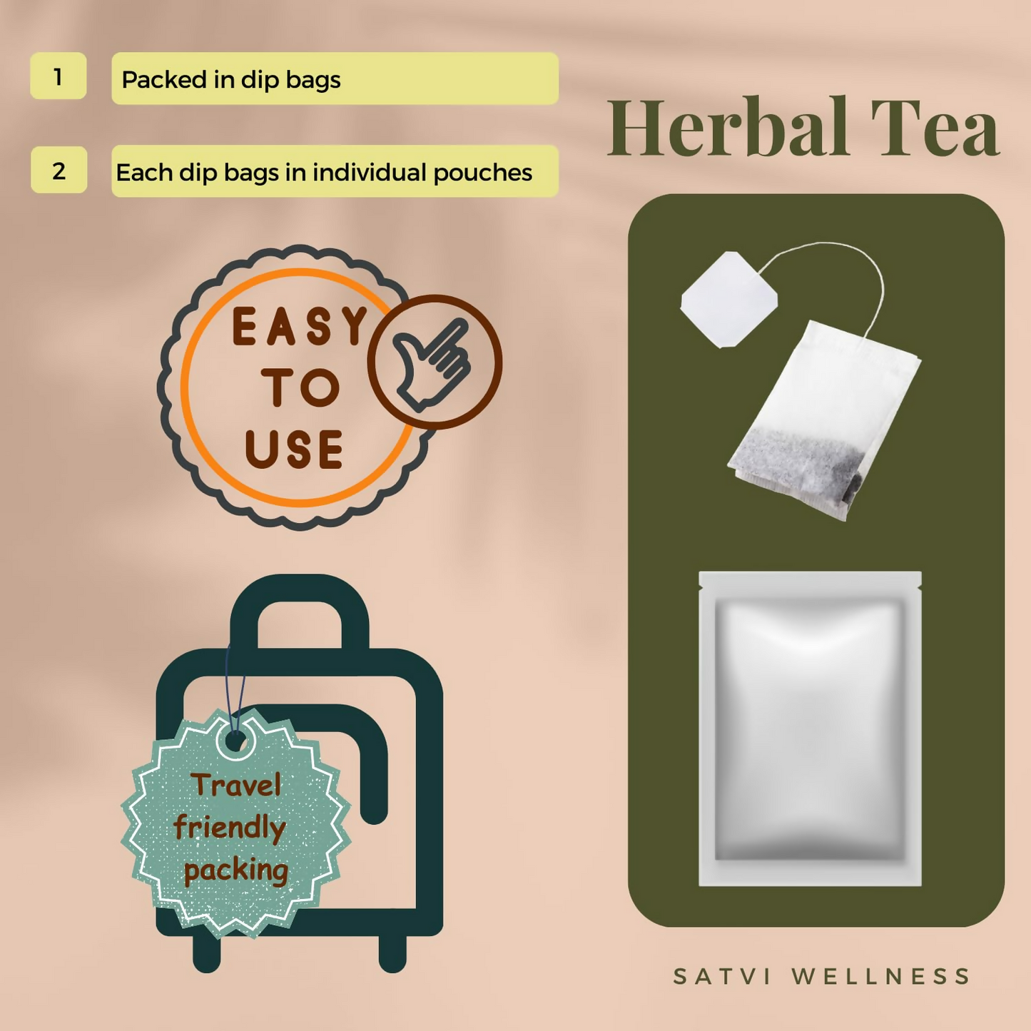 Satvi Wellness Turmeric Ginger Pippali Tea Bags | Herbal Tea
