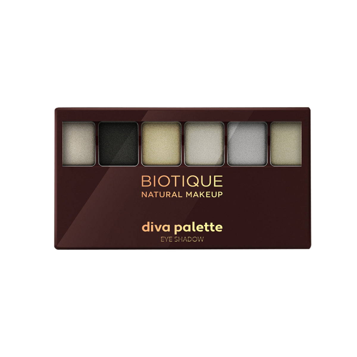 Biotique Diva Palette Eye Shadow with forest shimmer shades, featuring earthy tones and natural eye makeup colors.