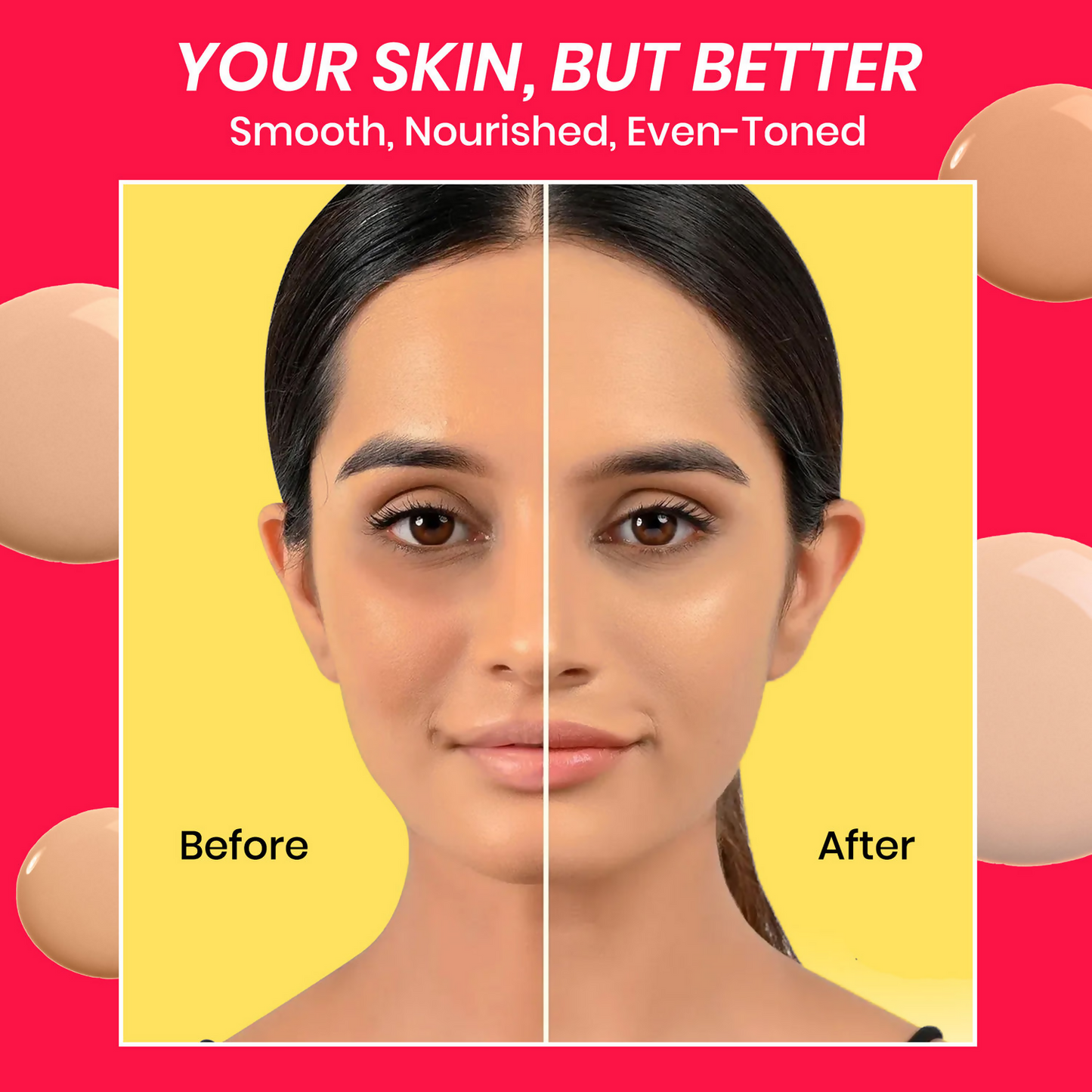 NY Bae 3 in 1 serum foundation with primer in Warm Milk 09, showing smooth, blended foundation and primer application on skin.