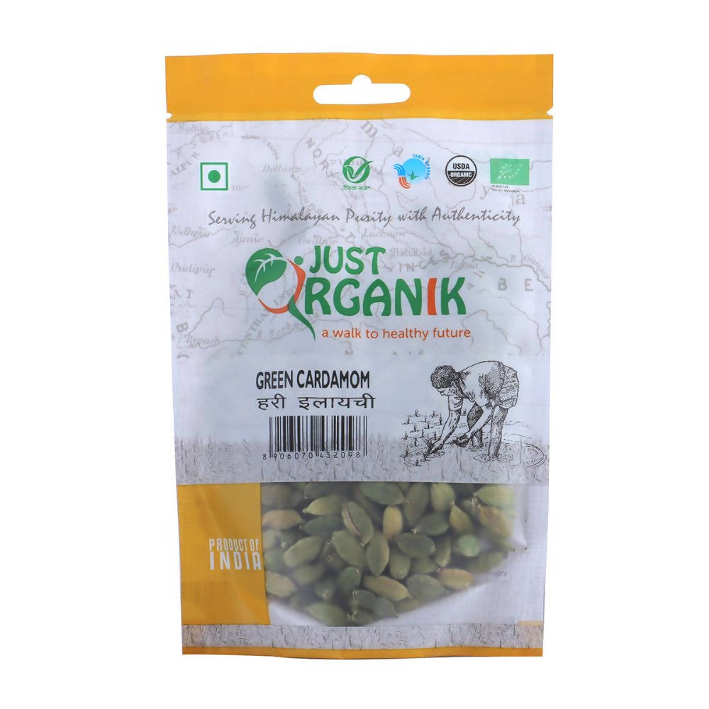 Just Organik Green Cardamom Whole (Hari Elaichi Sabut)