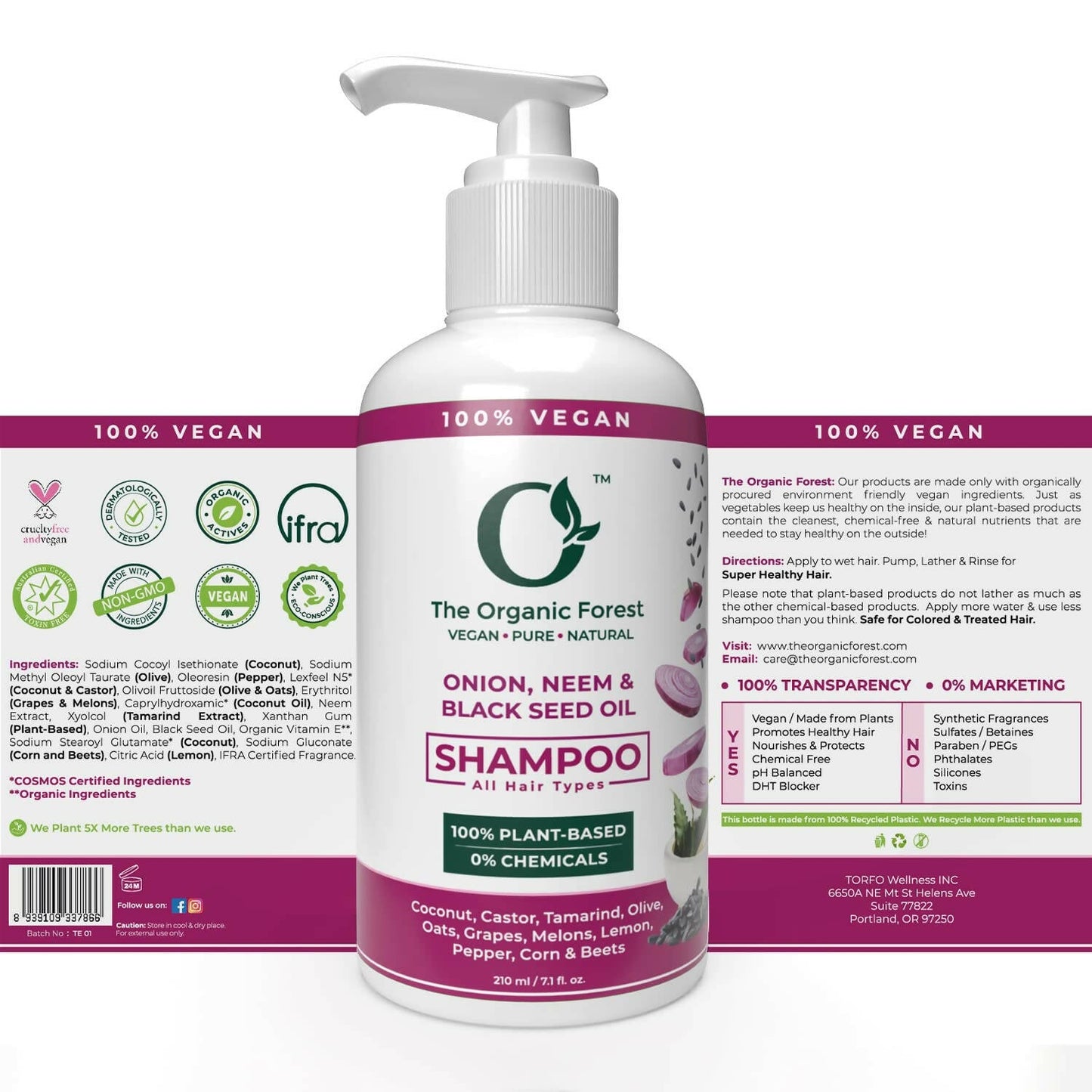 The Organic Forest Onion, Neem & Black Seed Oil Hair Shampoo - Indyancart