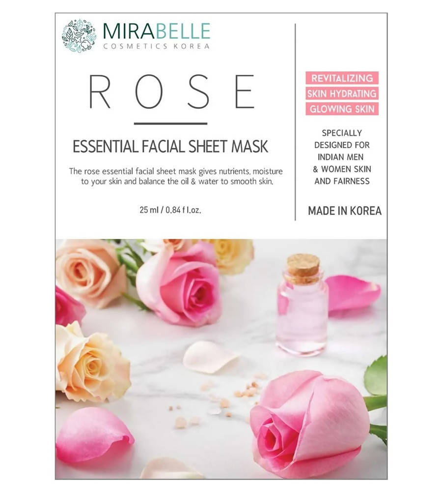 Mirabelle Korea Rose Essential Facial Sheet Mask - Indyancart