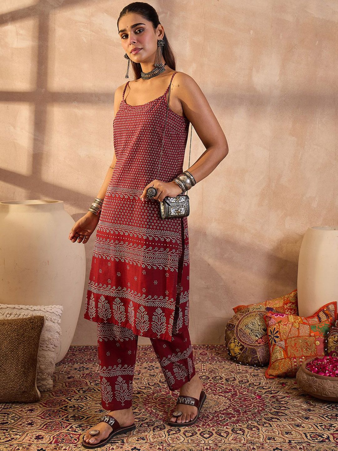Indyancart IE Printed Pure Cotton Tunic With Trousers
