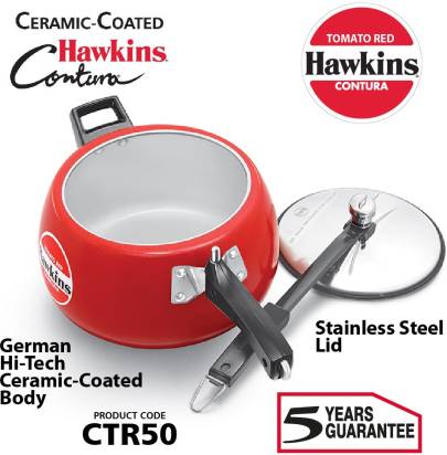 Hawkins Ceramic Coated Contura 5 L Pressure Cooker (CTR50)
