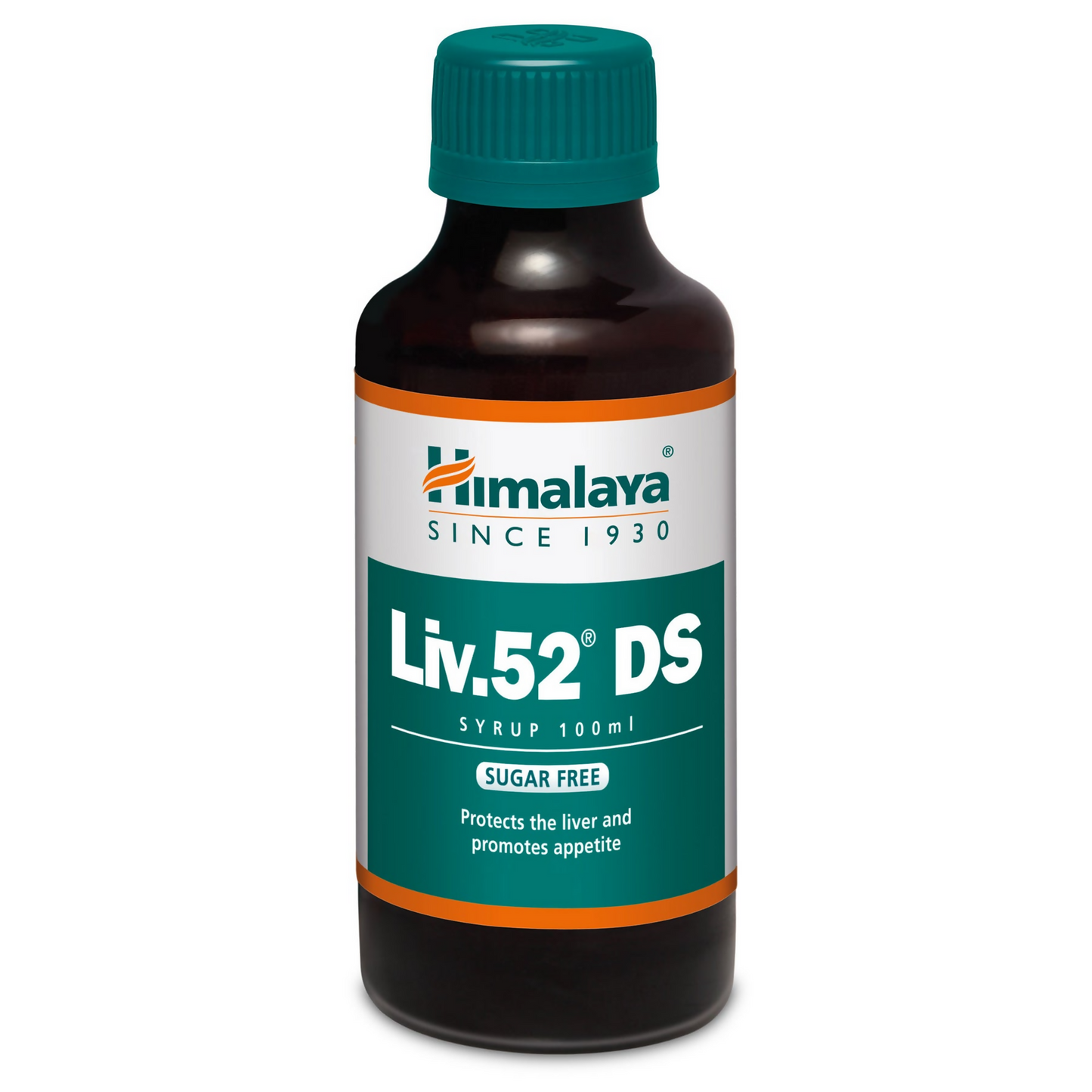 Himalaya Herbals Liv.52 DS Sugar-Free Ayurvedic Syrup bottle with label and cap, displayed on a white background