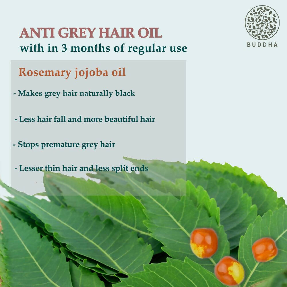 Buddha Natural Anti Grey Hair Oil For Anti Greying and Natural Hair Color - Indyancart