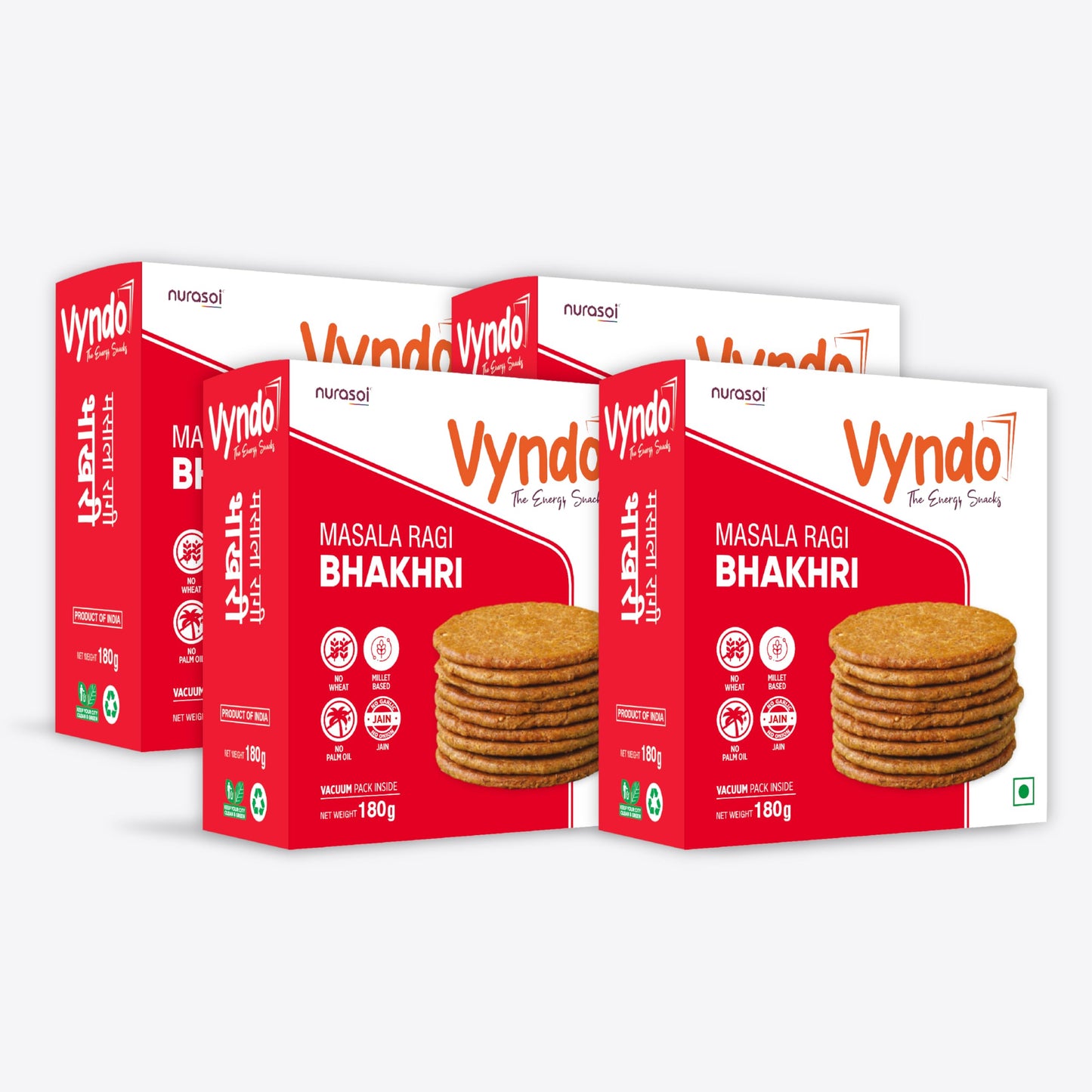 Vyndo Masala Ragi Bhakhri, North Indian snack, crispy ragi flour flatbread with spicy masala seasoning, shown in the image.