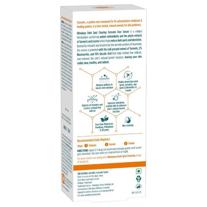 Himalaya Dark Spot Clearing Turmeric Face Serum - Indyancart