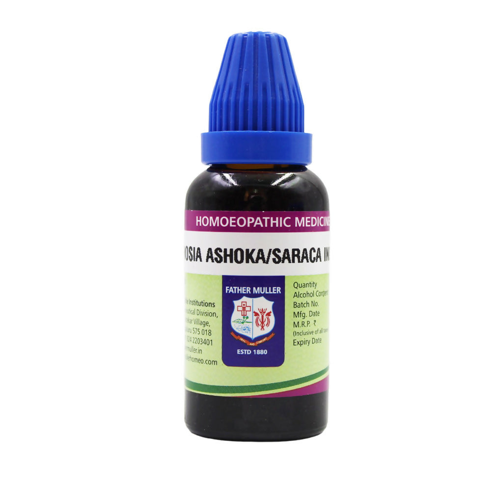 Father Muller Jonosia Ashoka Mother Tincture bottle with label, displayed on a white background.