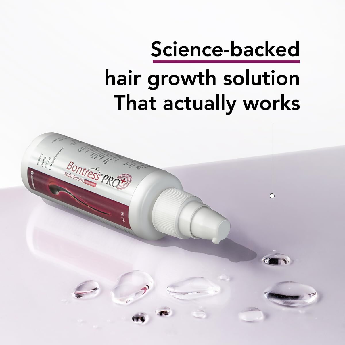 Glenmark Bontress Pro+ scalp serum bottle with dropper, designed for hair health and scalp care treatment.