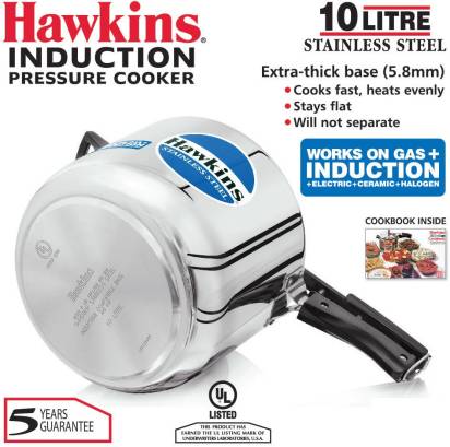 Hawkins Stainless Steel 10 L Induction Bottom Pressure Cooker