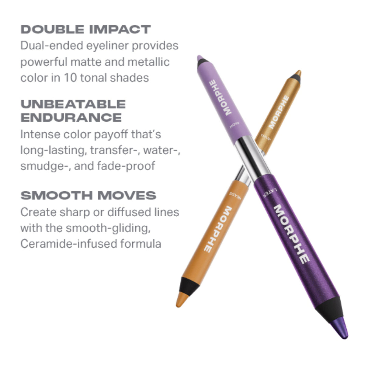 MORPHE Bi Liner dual-ended gel pencil in Truth Or Dare with black and brown shades for precise eye makeup application