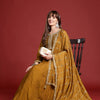 Dhiyona IE Floral Embroidered Pleated Zari Kurta With Trousers & Dupatta