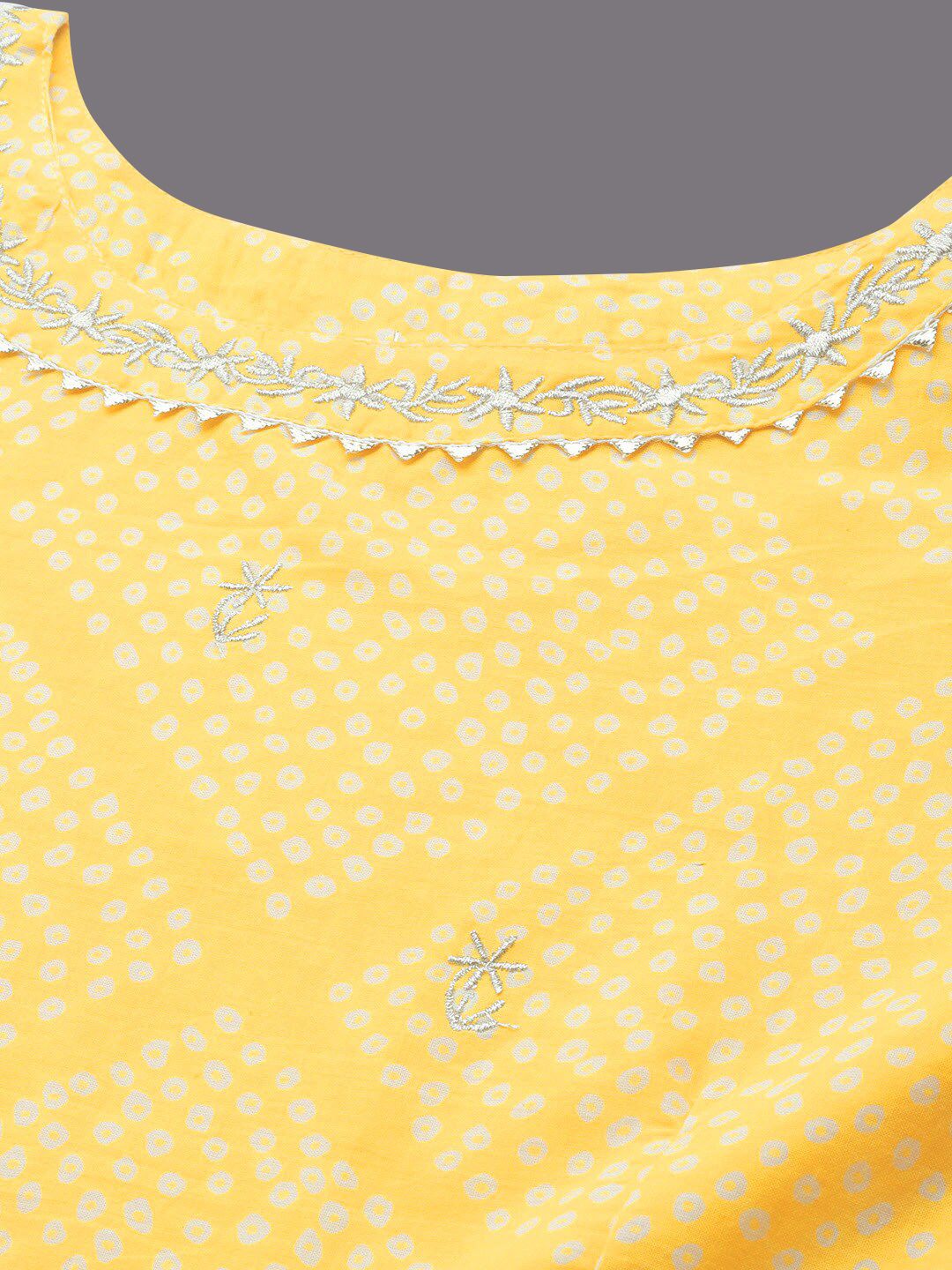 Indyancart IE Bandhani Printed Gotta Patti A-line Kurta with Palazzo Set