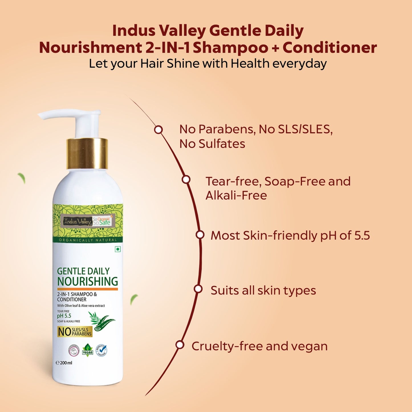 Indus Valley 2-in-1 Shampoo & Conditioner Gentle Daily Nourishing Hair Care