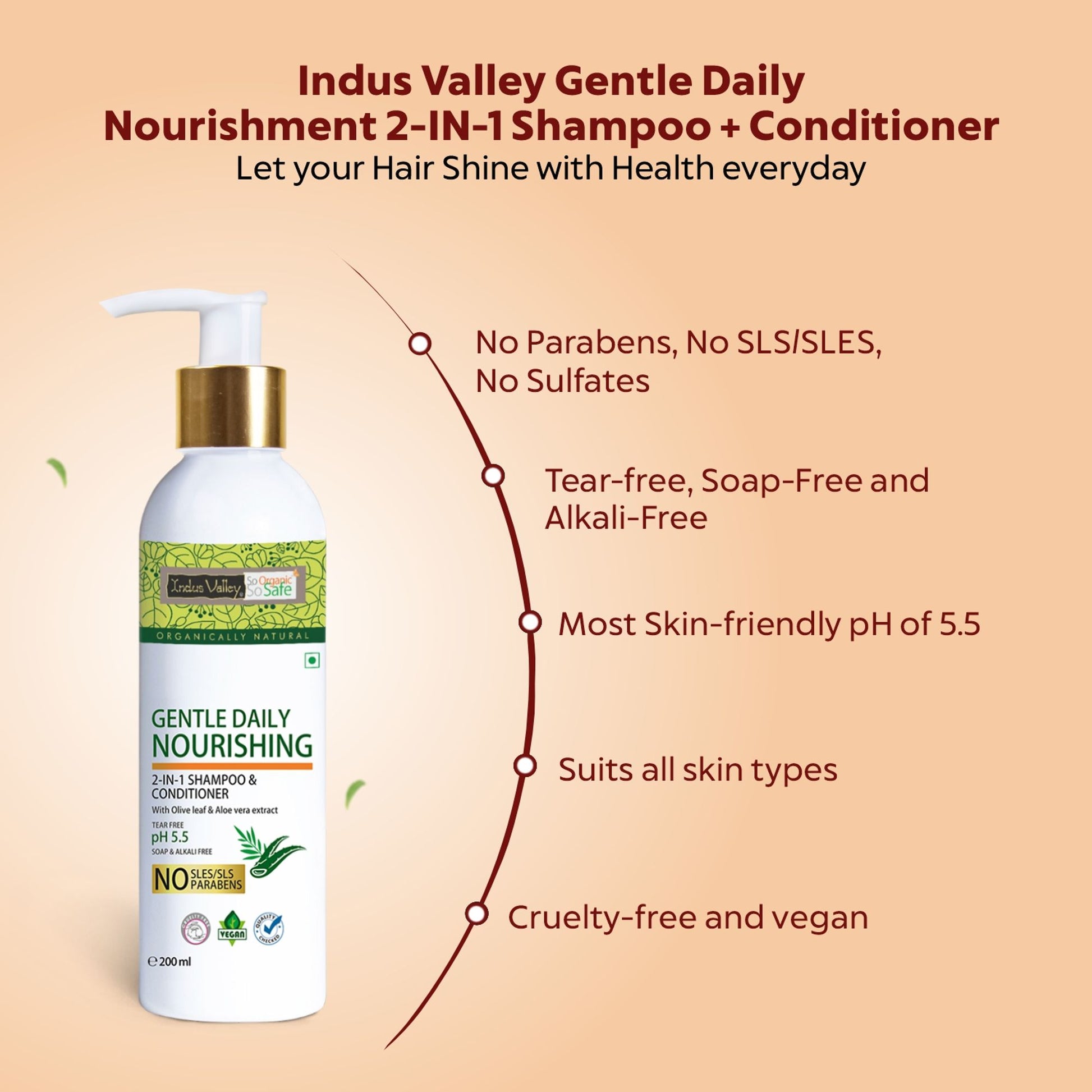 Indus Valley 2-in-1 Shampoo & Conditioner Gentle Daily Nourishing Hair Care
