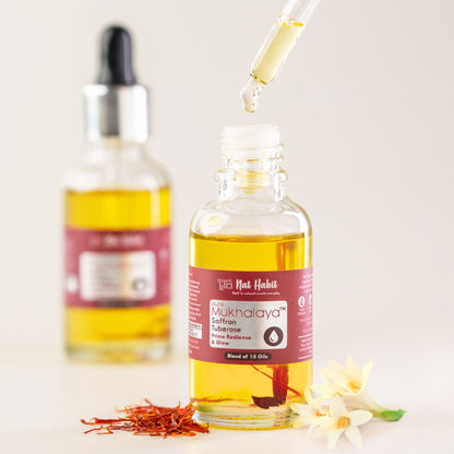 Nat Habit Pure Saffron Tuberose Face Oil For Glowing Skin, Radiance & Glow Facial Oil Mukhalaya