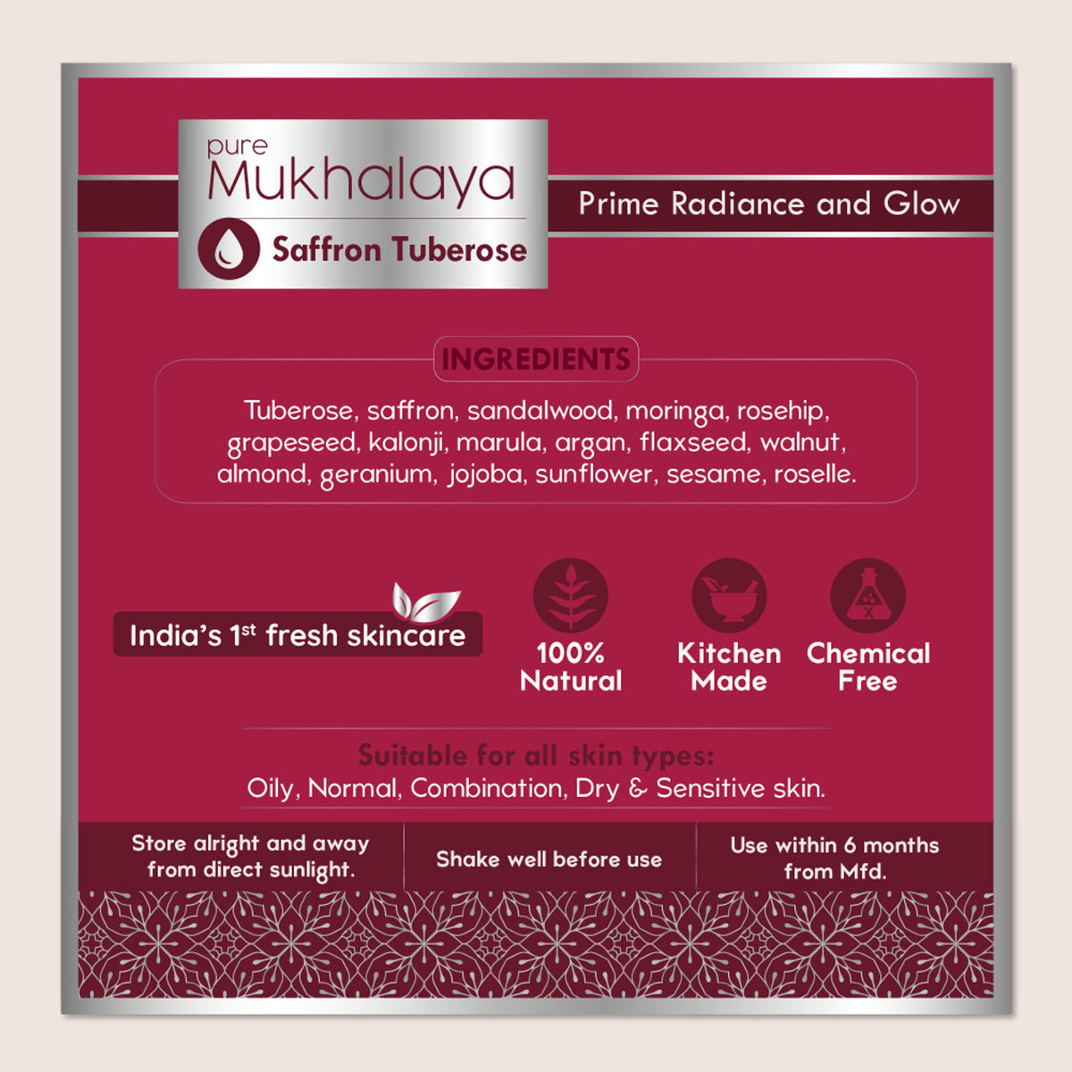 Nat Habit Pure Saffron Tuberose Face Oil For Glowing Skin, Radiance & Glow Facial Oil Mukhalaya