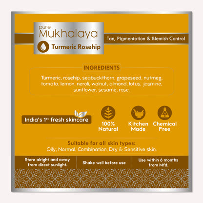 Nat Habit Pure Turmeric Rosehip Face Oil For Gua Sha, Tan Pigmentation & Blemish Control Mukhalaya