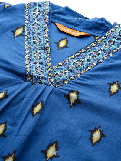 Indyancart IE Ethnic Motifs Embroidered Pure Cotton Kurta with Trousers & Dupatta