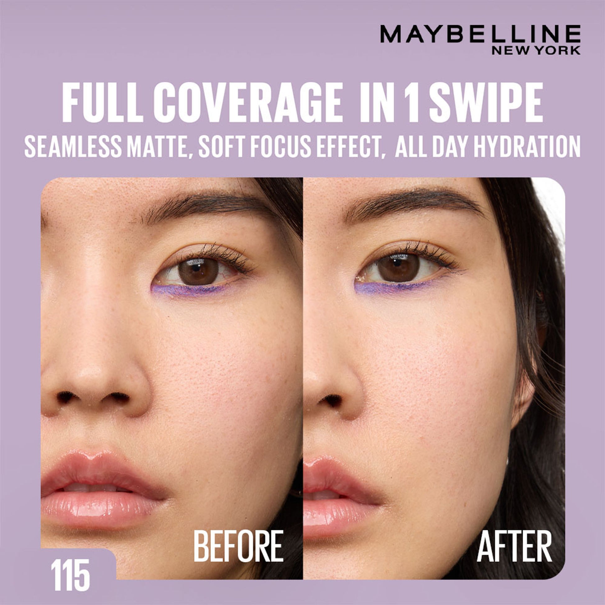 Maybelline New York Super Stay Flex Powder Foundation Compact-30H Full Cover-for Oily Skin - 115