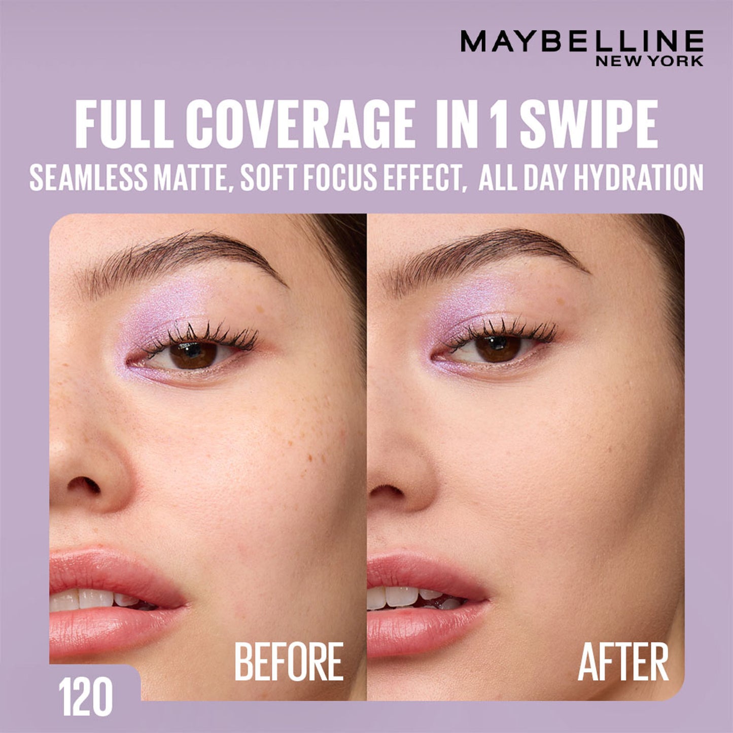 Maybelline New York Super Stay Flex Powder Foundation Compact-30H Full Cover-for Oily Skin - 120
