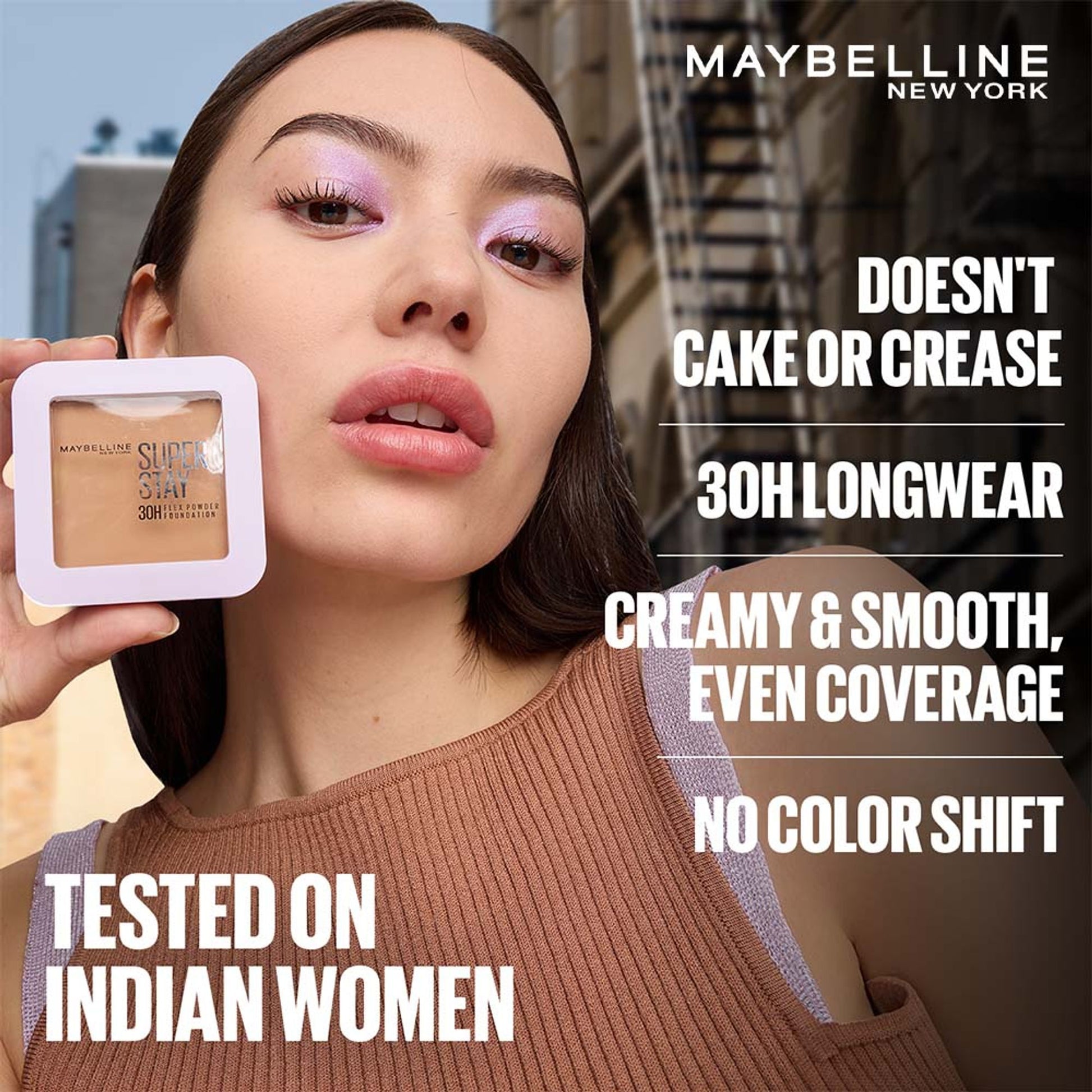 Maybelline New York Super Stay Flex Powder Foundation Compact-30H Full Cover-for Oily Skin - 228