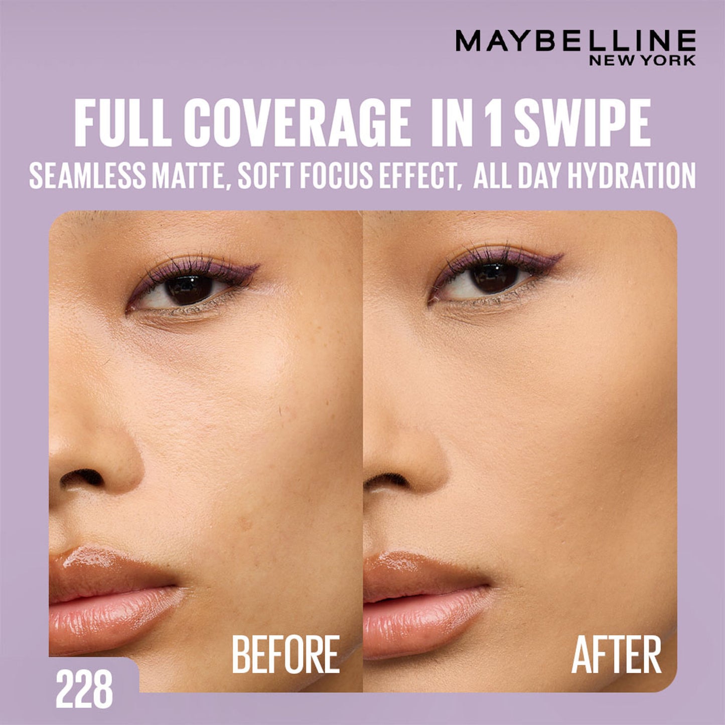 Maybelline New York Super Stay Flex Powder Foundation Compact-30H Full Cover-for Oily Skin - 228