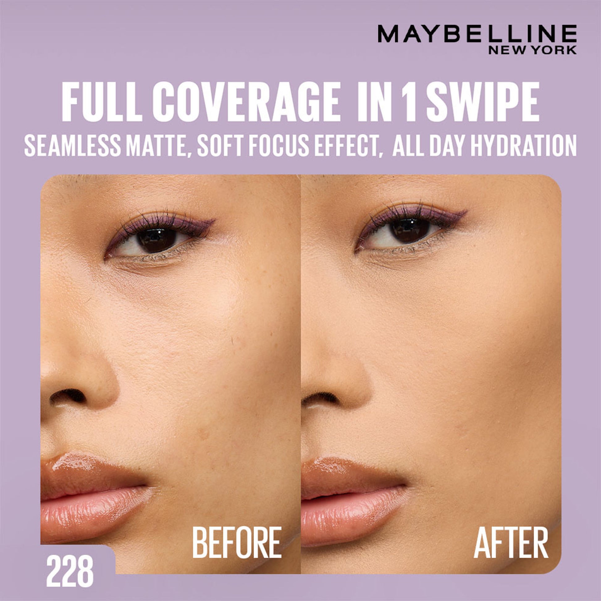 Maybelline New York Super Stay Flex Powder Foundation Compact-30H Full Cover-for Oily Skin - 228