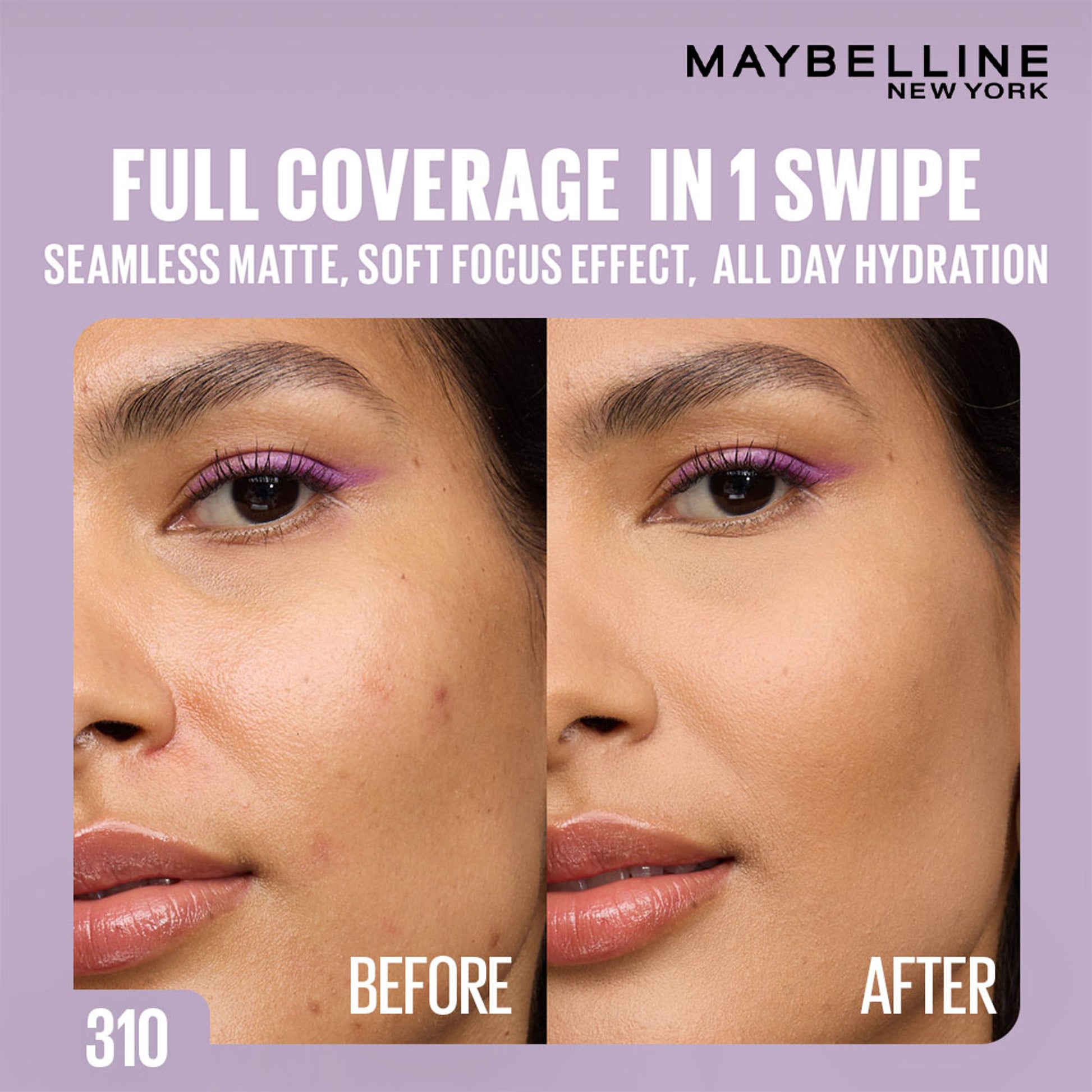 Maybelline New York Super Stay Flex Powder Foundation Compact-30H Full Cover-for Oily Skin - 310