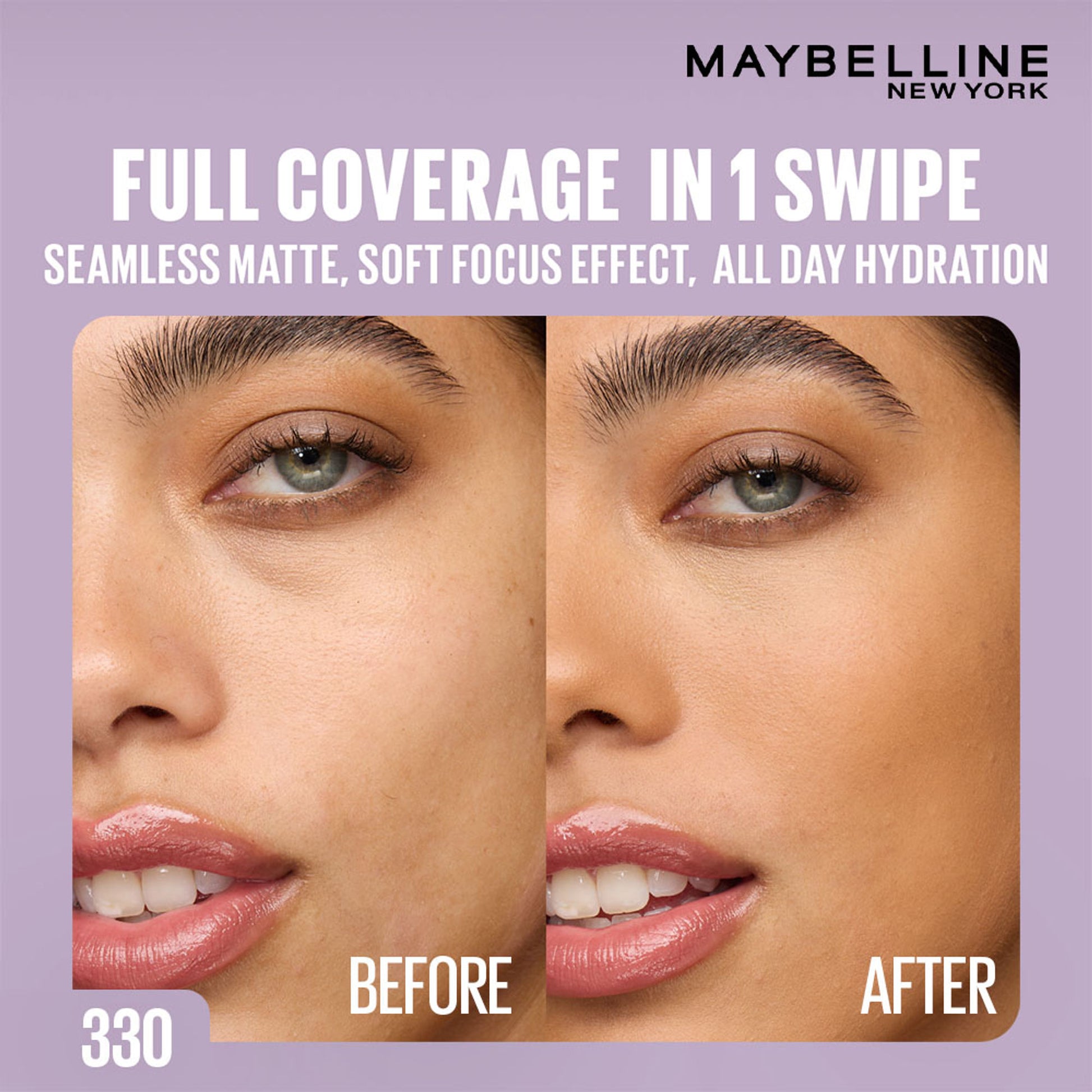 Maybelline New York Super Stay Flex Powder Foundation Compact-30H Full Cover-for Oily Skin - 330