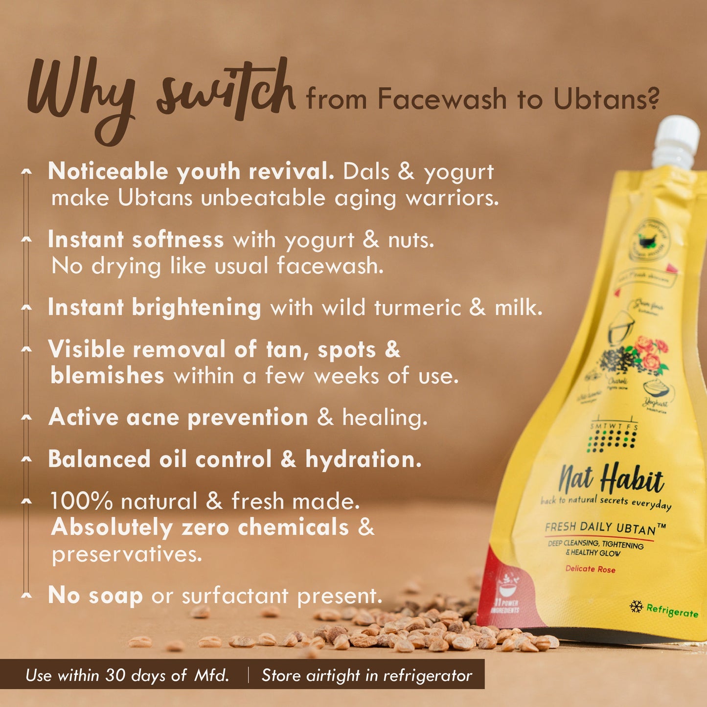 Nat Habit Fresh Daily Ubtan Delicate Rose Face Pack