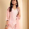 Indyancart VA Women'sFloral Embroidered Thread Work Straight Kurta With Trousers & Dupatta