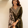 Dhiyona IE Ethnic Motifs Embroidered Regular Thread Work Kurta with Salwar & With Dupatta