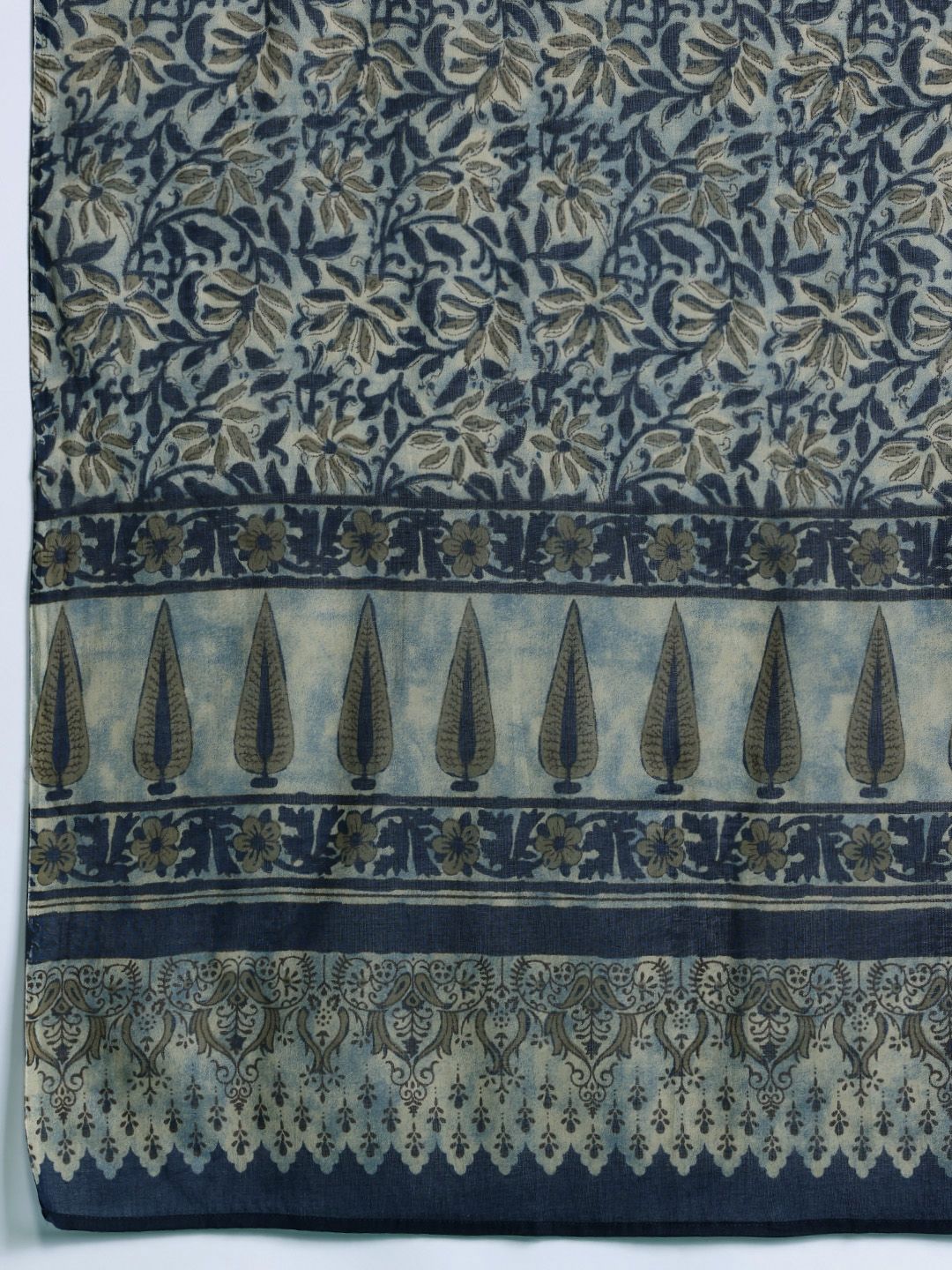 Dhiyona IE Floral Printed Pure Cotton Kurta With Trousers & Dupatta