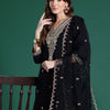 Indyancart IE Ethnic Motifs Embroidered Sequinned Kurta With Trousers & Dupatta