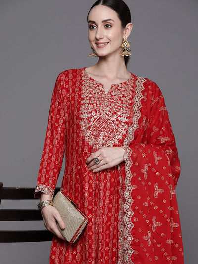 Dhiyona IE Ethnic Motifs Printed Regular Sequinned Kurta With Trousers & Dupatta
