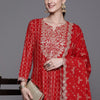 Indyancart IE Ethnic Motifs Printed Regular Sequinned Kurta With Trousers & Dupatta