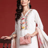 Dhiyona IE Floral Embroidered & Embellished Pure Cotton Kurta with Trousers & Dupatta
