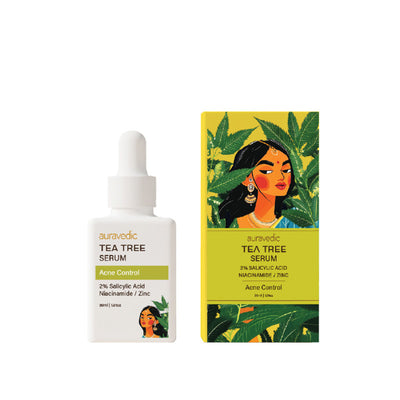 Auravedic Tea Tree Oil Salicylic acid Face Serum for Acne Prone Skin Pore Minimizing Serum