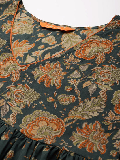Dhiyona IE Women Ethnic Motifs Printed Empire Gotta Patti Pure Cotton Kurta with Trousers & With Dupatta