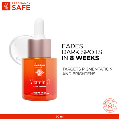 Indulgeo Essentials Vitamin C Glow Essence, Antioxidant - Rich Skin Brightening Face Serum