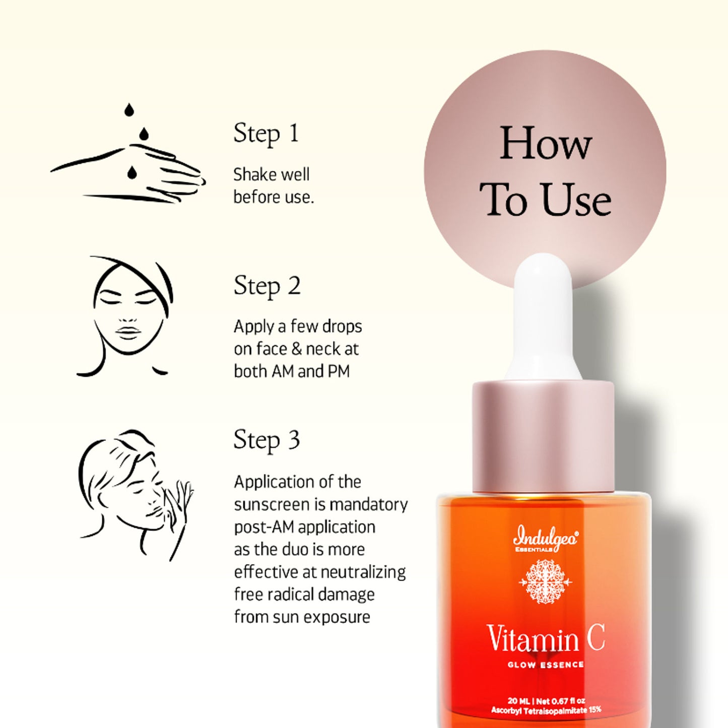 Indulgeo Essentials Vitamin C Glow Essence, Antioxidant - Rich Skin Brightening Face Serum
