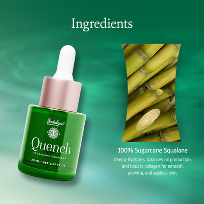 Indulgeo Essentials 100% Sugarcane Quench Squalane - Lightweight Non Sticky Moisturizing Oil