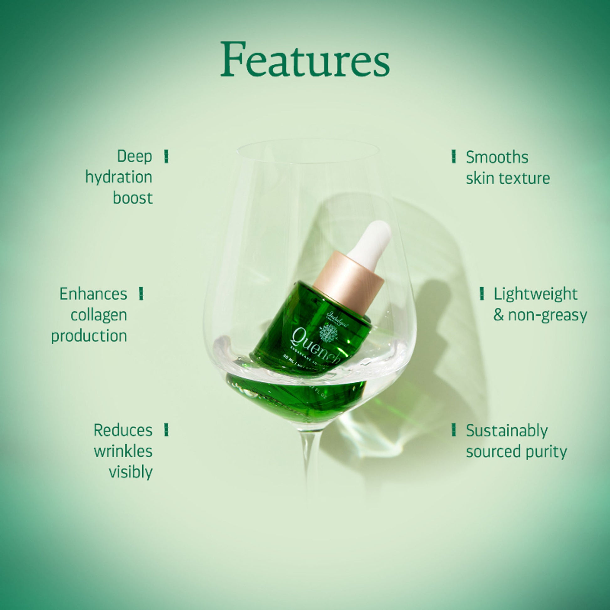 Indulgeo Essentials 100% Sugarcane Quench Squalane - Lightweight Non Sticky Moisturizing Oil