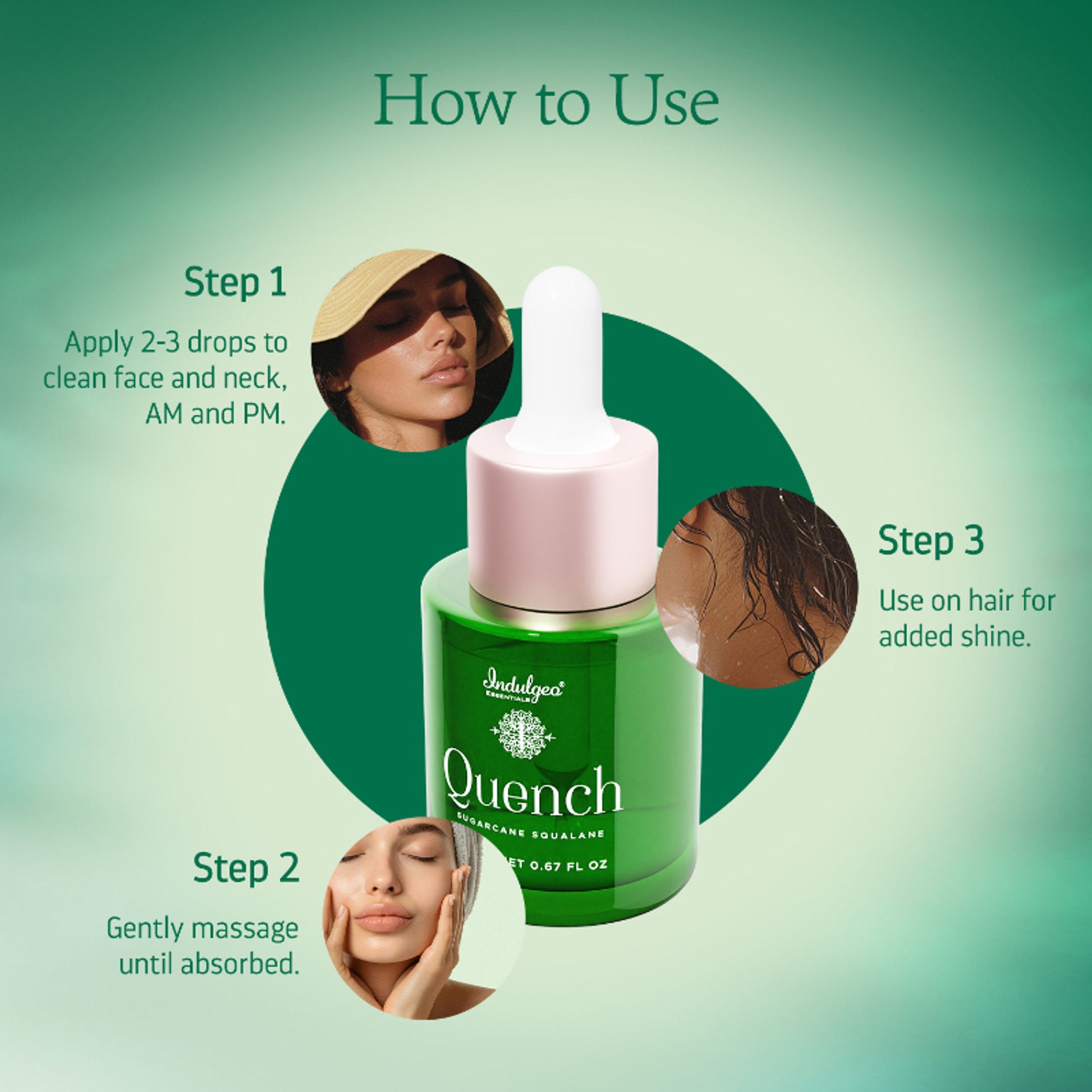 Indulgeo Essentials 100% Sugarcane Quench Squalane - Lightweight Non Sticky Moisturizing Oil