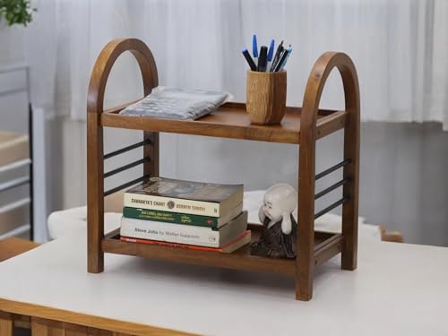 Vesta Homes Wooden Organizer Rack Stand for Kitchen, Bathroom, Countertop & Office 45.5 x 27 x 45 cm