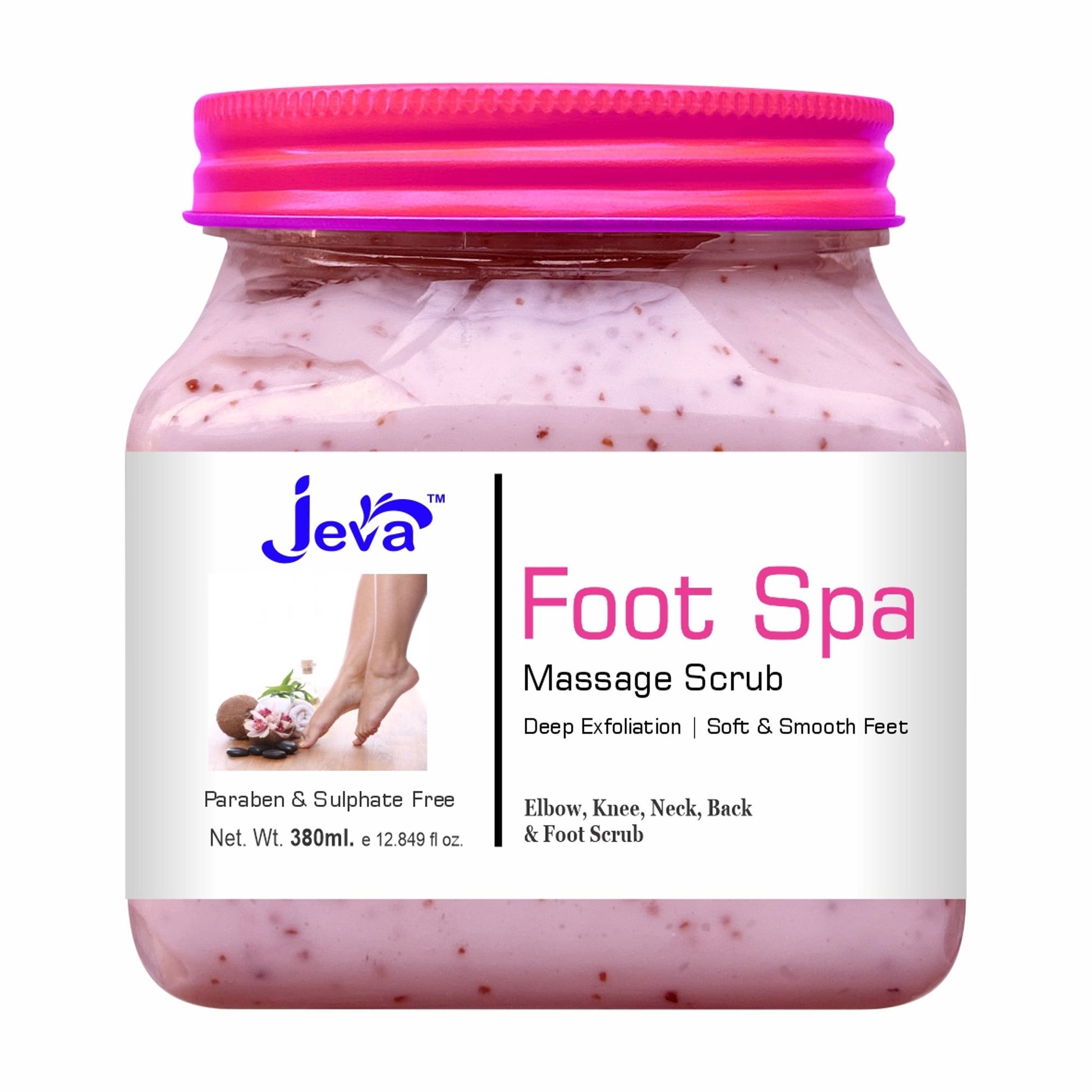 Jeva Foot Spa & Multi-Area Exfoliating Scrub - Intensive Care for Rough Skin on Feet, Knees, Neck